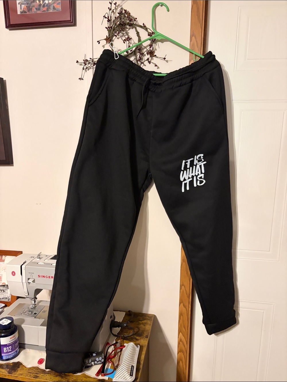2 piece Black Graphic Hoodie - It Is What It Is and sweat pants - Picture 2 of 5
